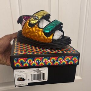 Kurt Geiger Kids' Gold and Green Sandals